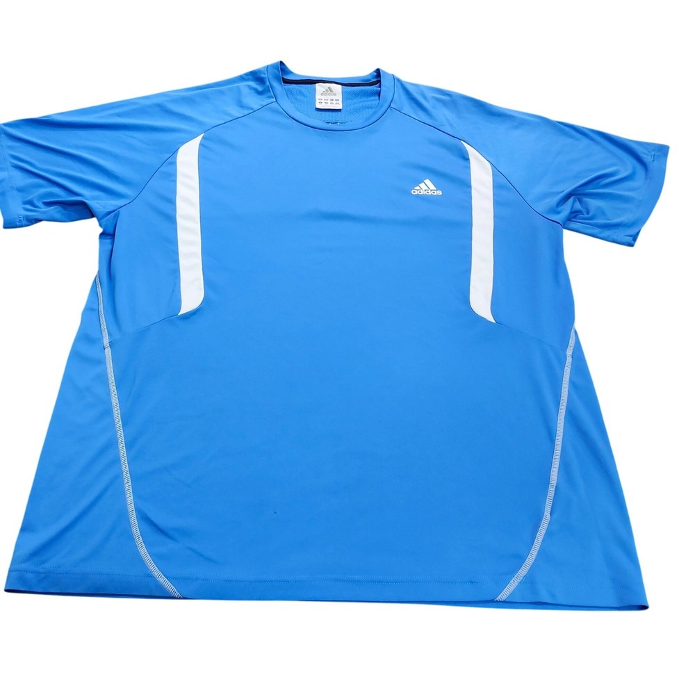 Adidas Mens Blue White Performance Athletic Training T-Shirt 2XL 11897